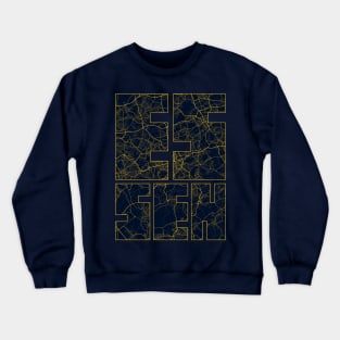 Essen, Germany City Map Typography - Gold Art Deco Crewneck Sweatshirt